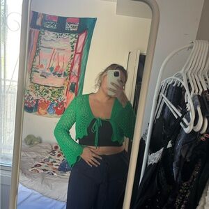 Green Crochet Cardigan